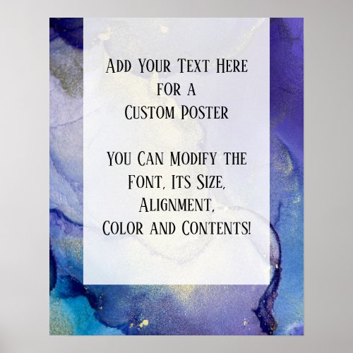 Add Your Custom Text Organic Abstract Alcohol Ink Poster