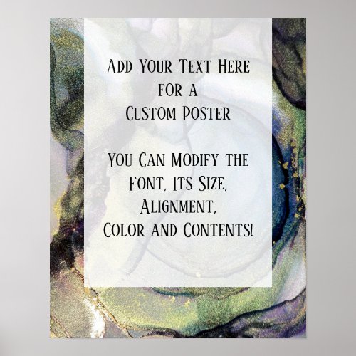 Add Your Custom Text Organic Abstract Alcohol Ink Poster