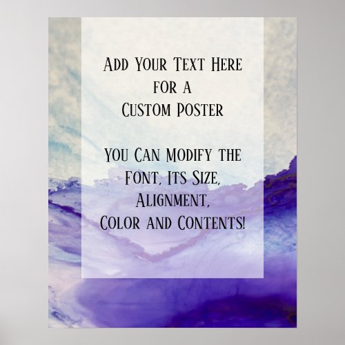 Add Your Custom Text Purple Abstract Alcohol Ink Poster