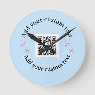 Add your custom text scan QR code business  Round Clock
