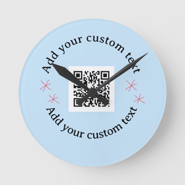 Add your custom text scan QR code business  Round Clock (Front)