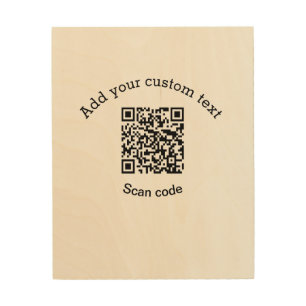 Add your custom text scan QR code business  Wood Wall Art