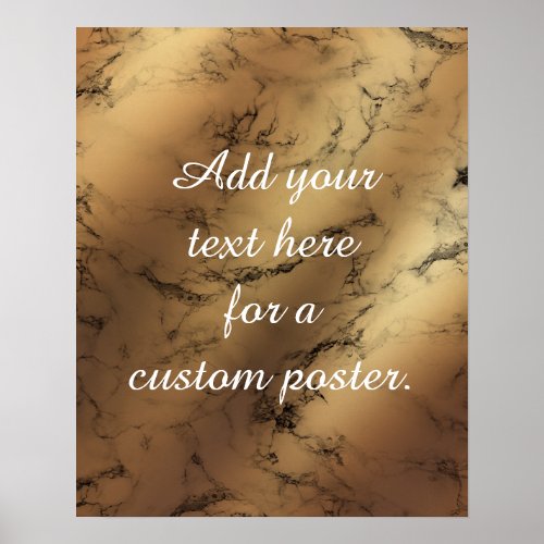 Add Your Custom Text _ Script Gold  Black Marble Poster