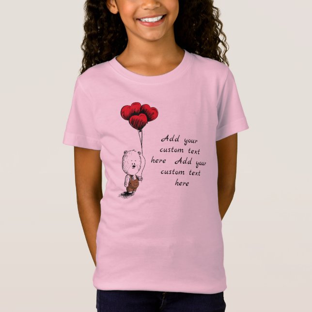 Add Your Custom Text Teddy bear valentines day T-Shirt (Front)