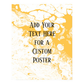 Add Your Custom Text White & Bright Apricot Marble Poster