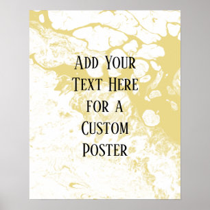 Add Your Custom Text White & Custard Yellow Marble Poster