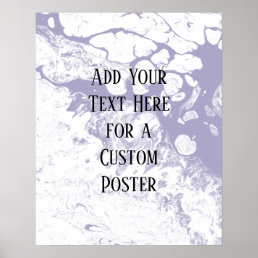 Add Your Custom Text White &amp; Dusty Purple Marble Poster