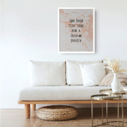 Add Your Custom Text, White &amp; Light Salmon Marble Poster