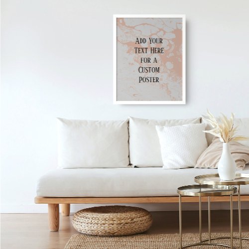 Add Your Custom Text White  Light Salmon Marble Poster