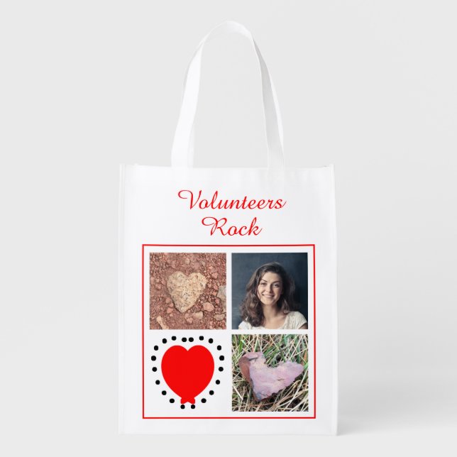 Add Your Custom Volunteer Workers Photos Grocery Bag (Front)