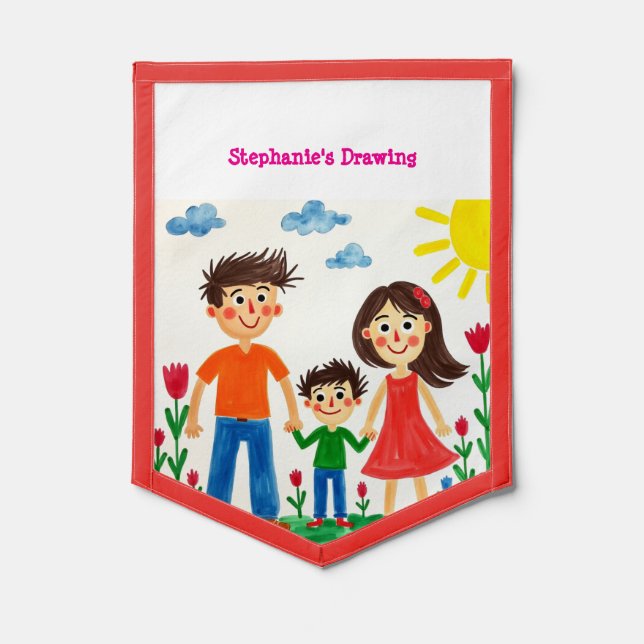 Add your Cute Child's Artwork School this  Pennant (Front)