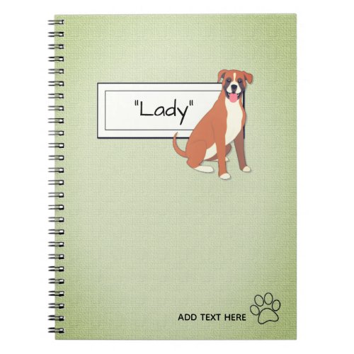 Add Your Dogs Name  Fawn Boxer Dogs Notebook
