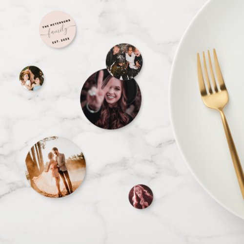 Add your family 5 photos custom images confetti