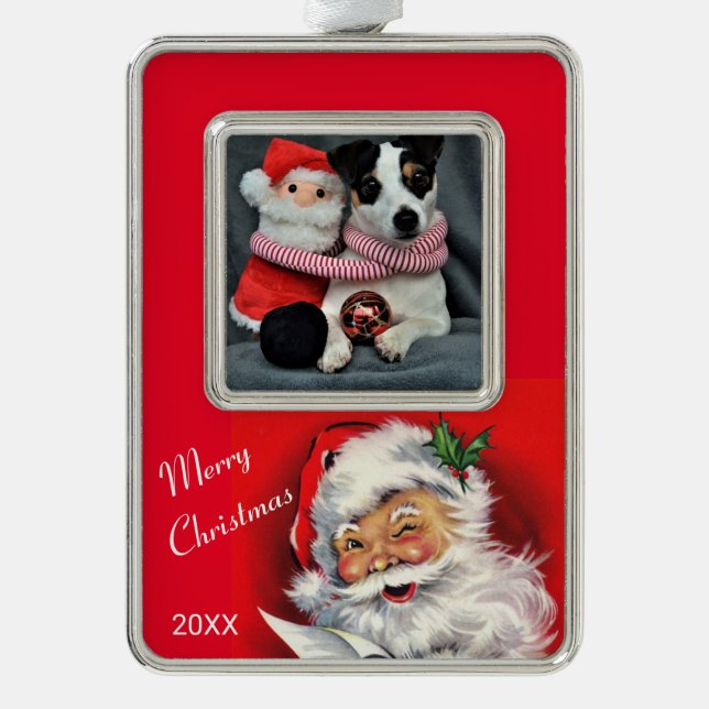 Add Your Family or Pet Photo Santa Claus Christmas Ornament (Front)