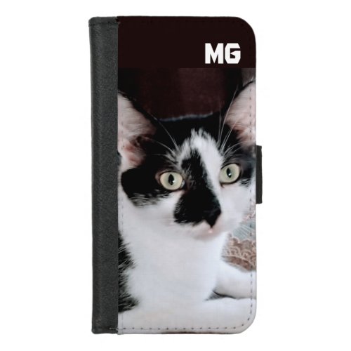 Add Your Family Pet  Cat Photo and Monogram iPhone 87 Wallet Case