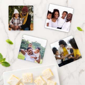 Add Your Family Photos Personalized Keepsake Coaster Set