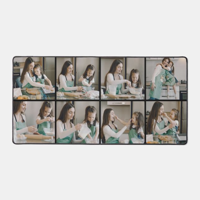 Add Your Family Pictures in Eight Photo Collage  Desk Mat (Front)