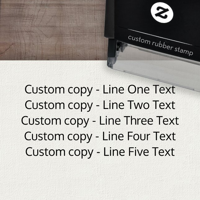 Add your favorite Text - Five Lines Sans Serif Self-inking Stamp (Custom Self-Inking Rubber Stamp)