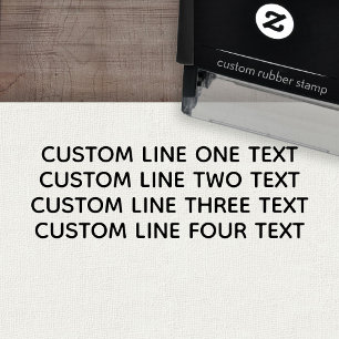 Add your favorite Text - Four Lines All Uppercase Self-inking Stamp