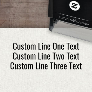 Add your favorite Text - Three Lines Sans Serif Self-inking Stamp