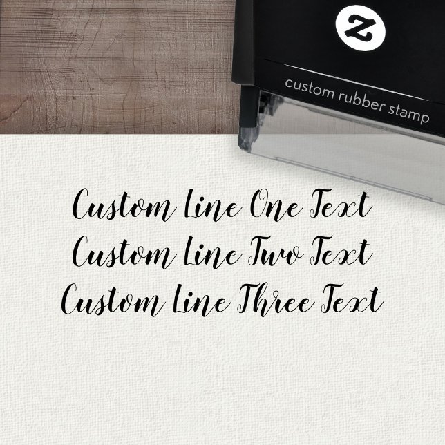 Add your favorite Text - Three Lines Script Self-inking Stamp (Custom Self-inking Rubber Stamp)