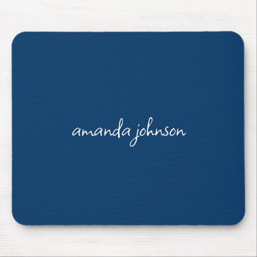 Add Your Full Name Minimal Monogram Dark Blue Mouse Pad