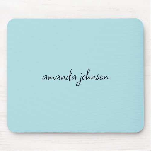 Add Your Full Name Minimal Monogram Light Blue Mouse Pad