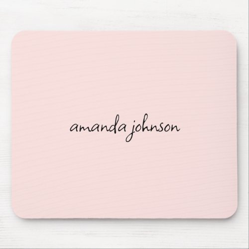 Add Your Full Name Minimal Monogram Light Pink Mouse Pad