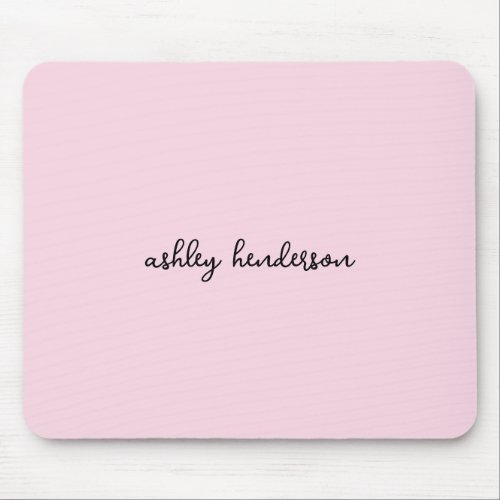 Add Your Full Name Minimal Monogram on Blush Pink Mouse Pad