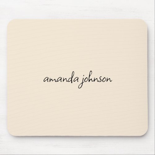 Add Your Full Name Minimal Monogram on Cream Mouse Pad