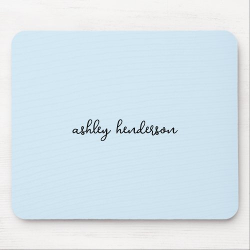 Add Your Full Name Minimal Monogram on Light Blue Mouse Pad