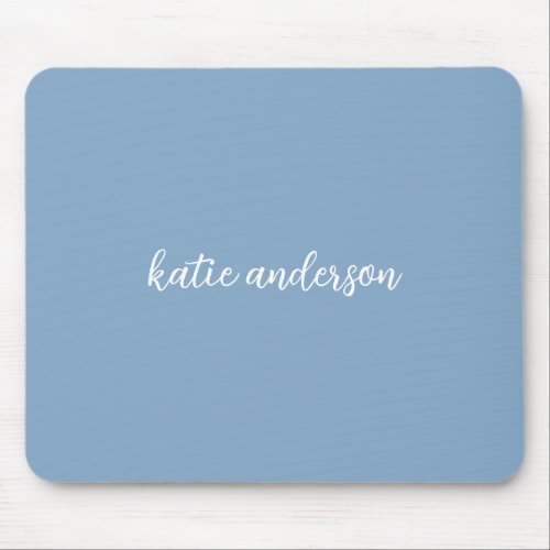 Add Your Full Name Minimal Monogram on Muted Blue Mouse Pad