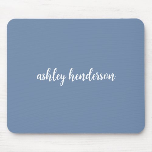 Add Your Full Name Minimal Monogram on Muted Blue Mouse Pad