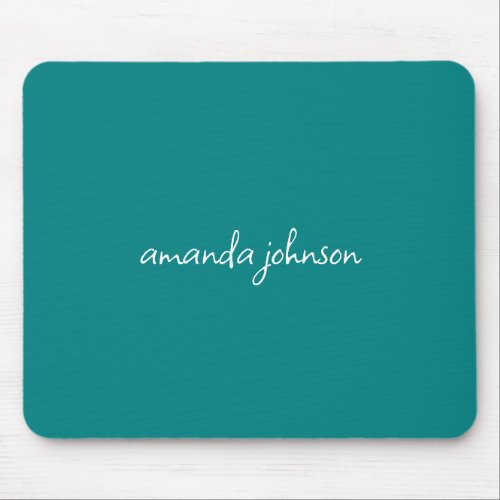 Add Your Full Name Minimal Monogram Teal Blue Mouse Pad