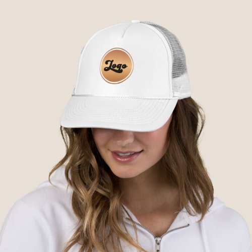 Add Your Gold Round Circle Custom Business Logo Trucker Hat