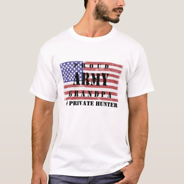 Add Your Grandchild's Name Proud Army Grandpa T-Shirt (Front)