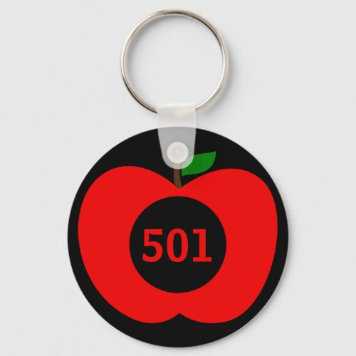 Add Your House Number Monogram Red Apple Keychain