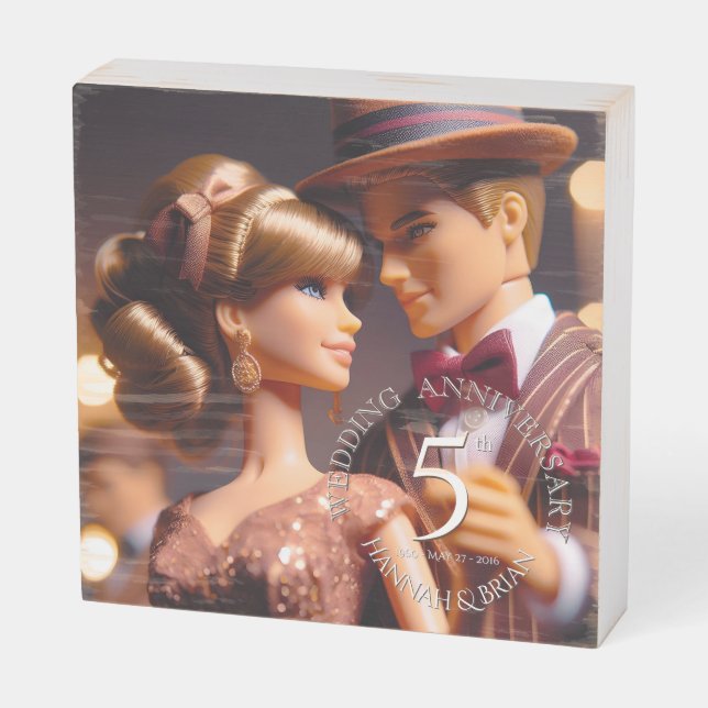 Add your image  5th Wedding Anniversary WBS1 Wooden Box Sign (Angled Horizontal)