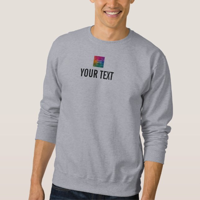 Add Your Image Logo Text Name Here Men's Grey Sweatshirt (Front)