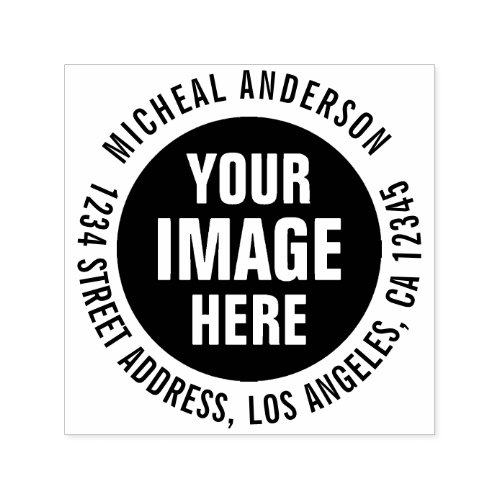 Add Your Image or Logo Address Round Custom Self_inking Stamp