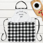 Add Your Image or Logo, Black White Buffalo Plaid Apron<br><div class="desc">Personalize this beautiful black and white checkered pattern apron with your own image or logo on the top white section. Ideal for adding company logo or personal images making this apron your very own creation!  Unique great gift idea or as part of your staff uniform!</div>