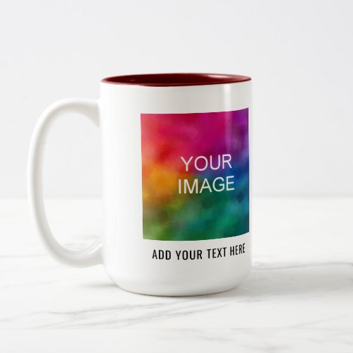 Add Your Image Photo Business Logo Text Template Two_Tone Coffee Mug