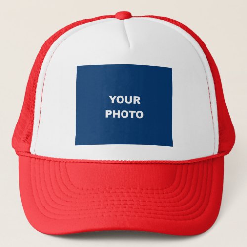 Add Your Image Photo Logo White and Red Trucker Hat