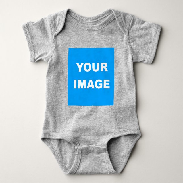 Add Your Image Photo Picture Logo Heather Grey Baby Bodysuit (Front)