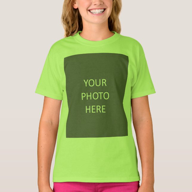Add Your Image Photo Picture Logo Lime Green T-Shirt (Front)