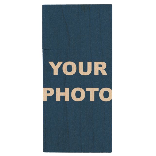 Add Your Image Photo Picture Logo Wood Flash Drive (Front Vertical)
