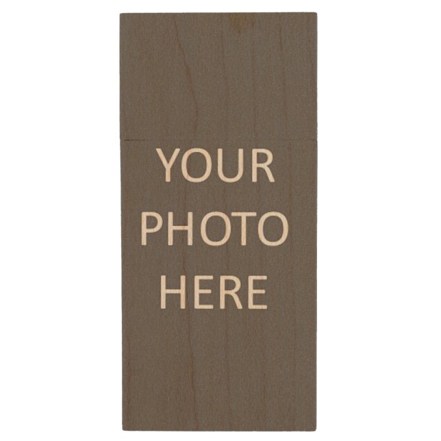 Add Your Image Photo Picture Logo Wood Flash Drive (Front Vertical)