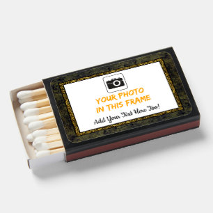 Add Your Image & Text Here Wood & Gold Frame  Matchboxes