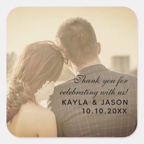 Add Your Image Thank You Welcome Anniversary Square Sticker