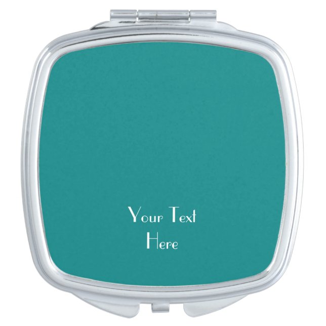 Add Your Image, Your Text, Chic Turquoise  Compact Mirror (Front)